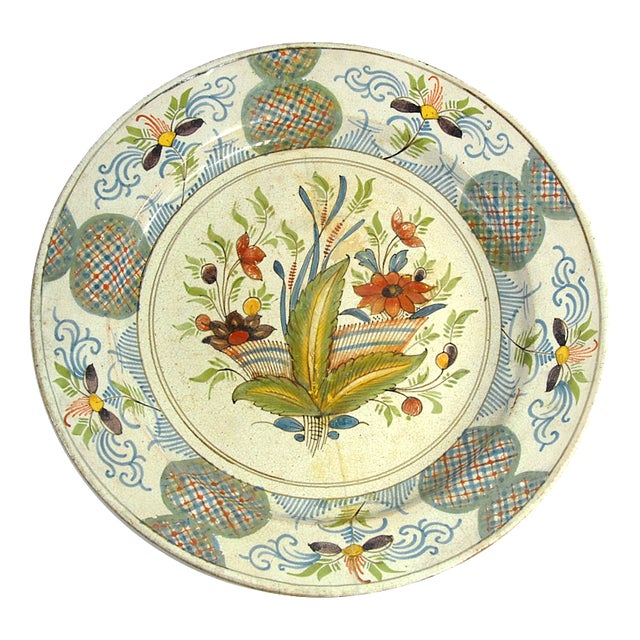19th Century French Desevres Big Ceramic Plate, 1890s For Sale