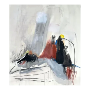 Contemporary Abstract Acrylic, Charcoal and Oil Pastel on Canvas Painting "30 Years of Light" by Adrienn Krahl