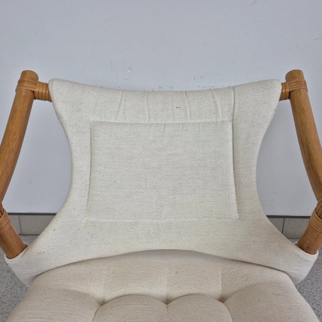 Beige Mid-Century Danish Bamboo and Wool Lounge Chair, 1970s For Sale - Image 8 of 12