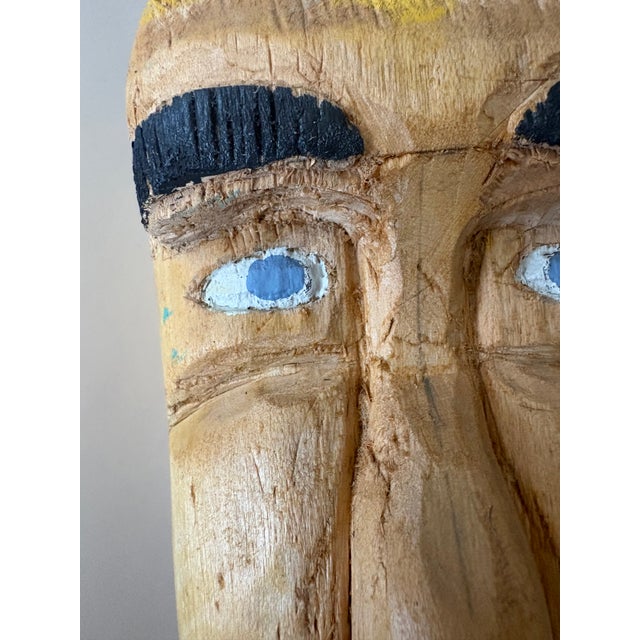 Yellow Sculpture - Wood Carved Folk Art by Jules P. Spada For Sale - Image 8 of 10
