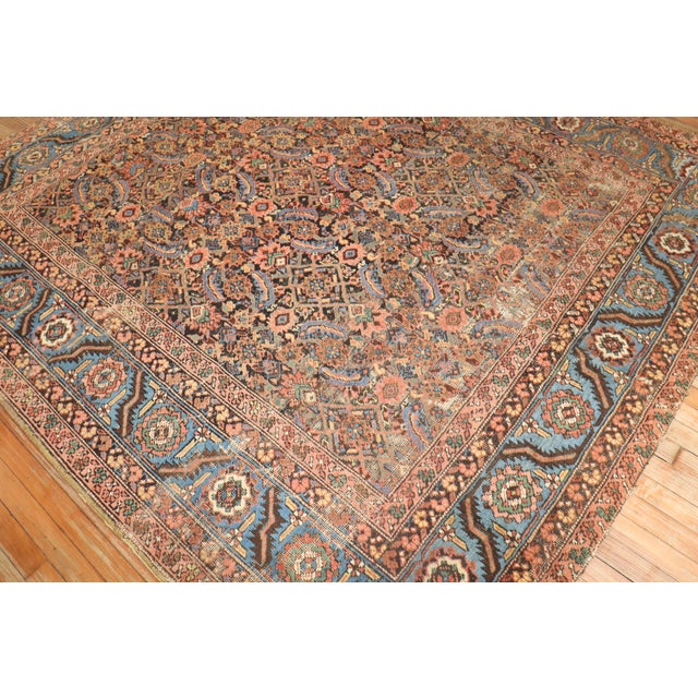Persian Antique Zabihi Collection Square Persian Bakshaish Rug - 7'1" x 8' For Sale - Image 3 of 12