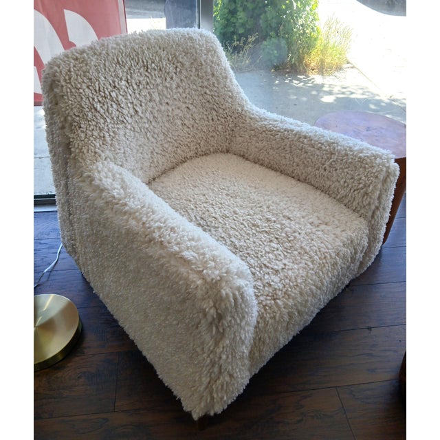 Wood Newman Sheepskin Lounge Chair For Sale - Image 7 of 7