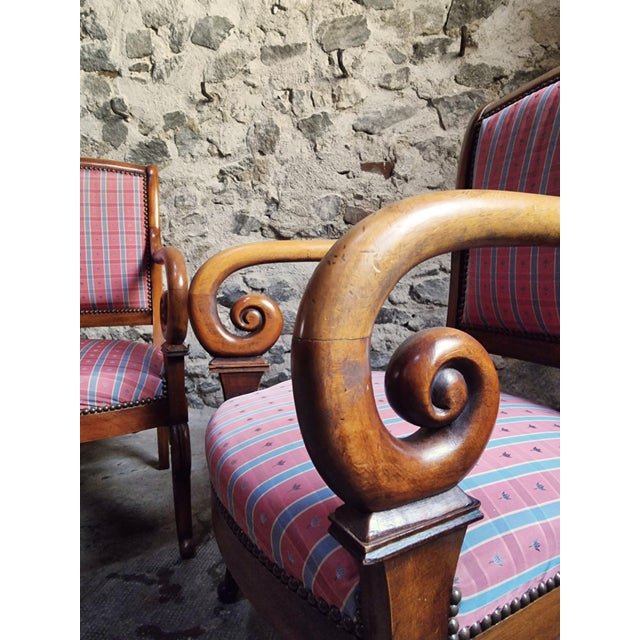 French Walnut Armchairs, 1950s, Set of 2 For Sale - Image 4 of 18