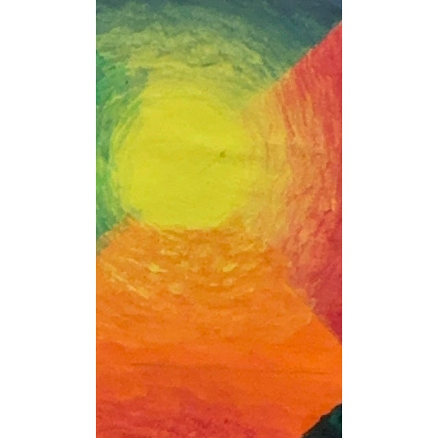 A geometric abstract painting that shares characteristics with the Wassily Kandinsky 'Color Study' series. A composition...