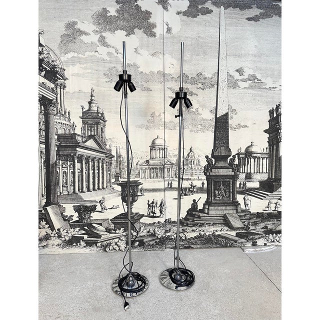 German Height Adjustable Mushroom Floor Lamps with Chromed Tulip Bases, 1960s, Set of 2 For Sale - Image 12 of 18