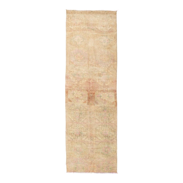 Vintage Washed Out Runner Rug - 2`10″ X 9`10″ For Sale