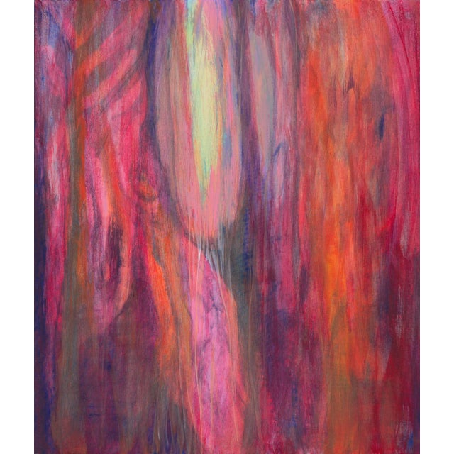 Textile 'Composition in Primrose and Coral', Large American School Abstract Expressionist Oil For Sale - Image 7 of 7