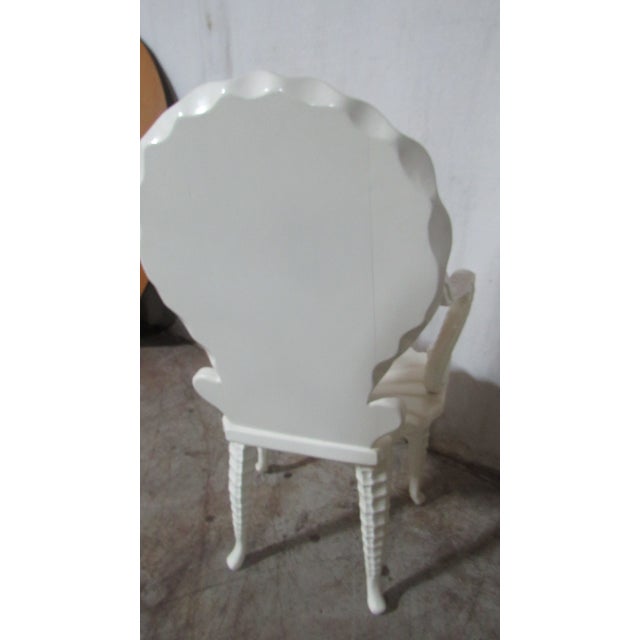 Pair Mid-Century Italian Neo-Classical Carved Wood White Lacquer Shell & Dolphin Chairs For Sale - Image 9 of 14