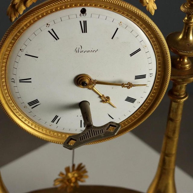 Antique Bronze Clock from Warnier à Paris, France, 19th Century For Sale - Image 5 of 11