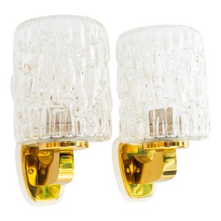 Structured Glass Wall Lamps by Rupert Nikoll, Vienna, Austria, 1950s, Set of 2 For Sale