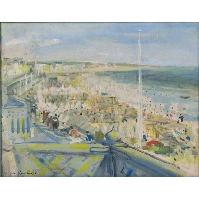 Sky Blue By the Beach Oil on Canvas Painting by André Hambourg For Sale - Image 8 of 13