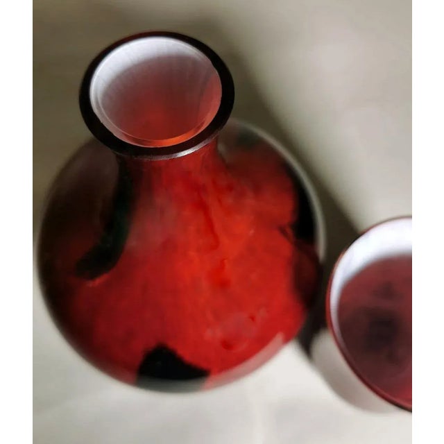 Mid 20th Century Vintage La Rochère French Night Bottle Blown & “Incamiciato” Glass- 2 Pieces For Sale - Image 5 of 13