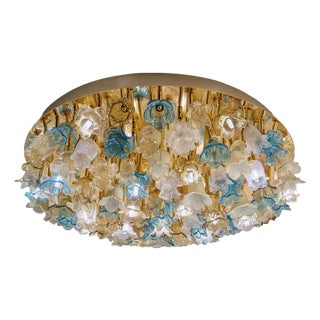 Decorative Gold Murano Glass Flush Mount with Floral Motif by Simoeng for Simoeng For Sale
