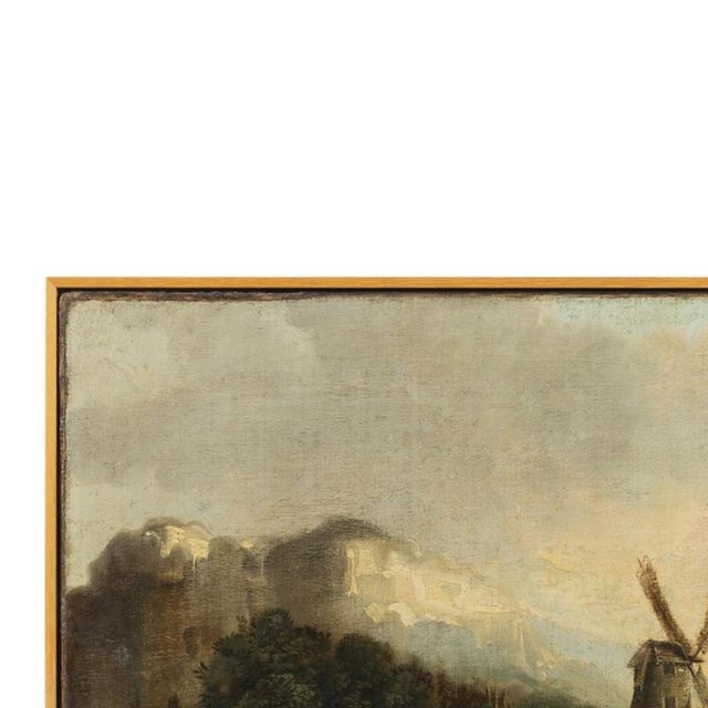 Painting - Landscape with windmill - 19th century. Oil on canvas, 19th-century European school. Relined. Dimensions: 77 cm...