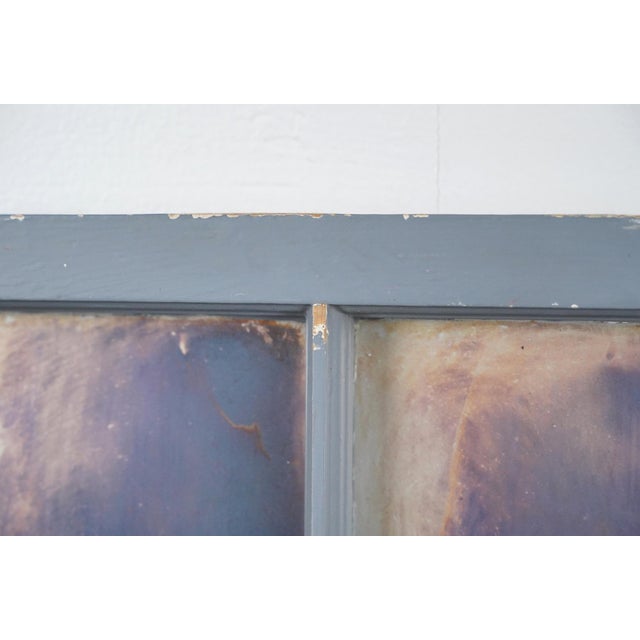 Hand Silvered Nine Pane Blue Wood Reclaimed Window Mirror For Sale In Los Angeles - Image 6 of 9