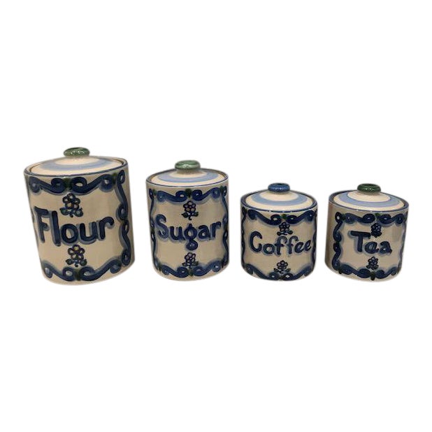 Vintage Classic Collectible M.A. Hadley Pottery Canister Set 4 Pieces
