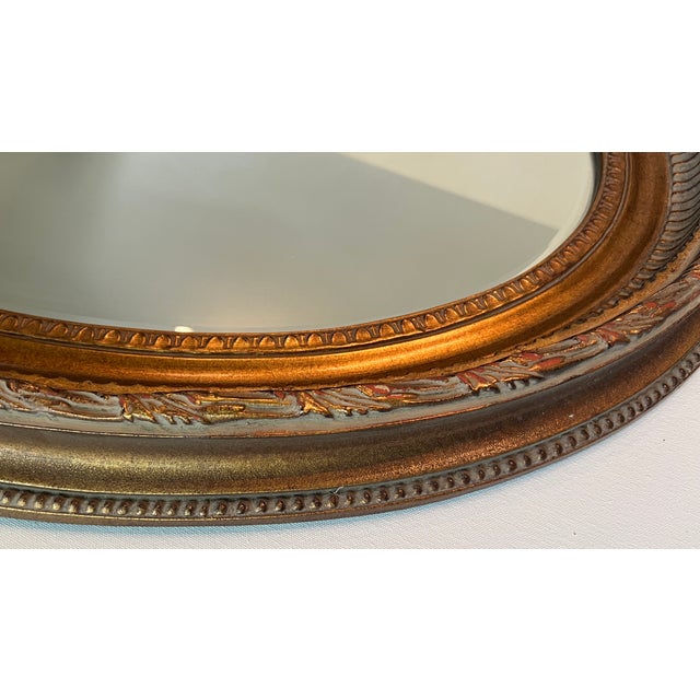 Wood French Louis XVI Style Gold Oval Wall Mirror For Sale - Image 7 of 18