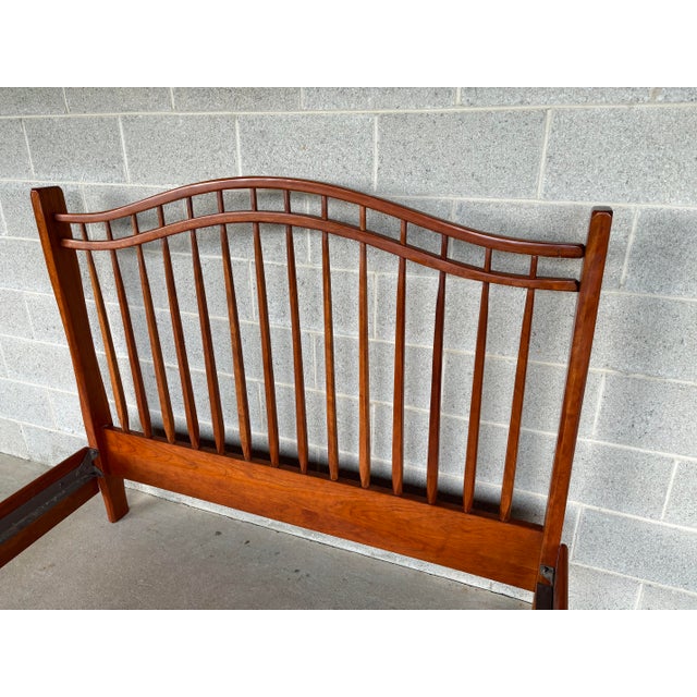 Description: Hunt Country Furniture Cherry Birdcage Style Queen Size Bed Frame. High Quality Craftsmanship, Original Clean...