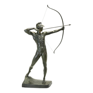 Early 20th Century The Archer Classical Bronze Male Nude Sculpture by Ernst Moritz Geyger