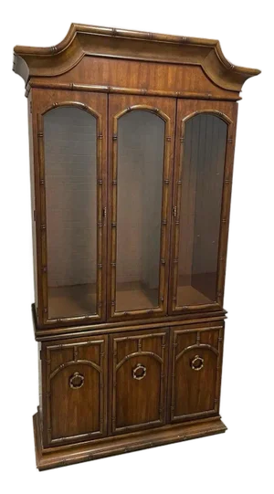 Faux Bamboo Chinoiserie Illuminated Display Cabinet