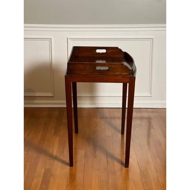 Wood 19th Century English Mahogany Butler Serving Tray on Stand For Sale - Image 7 of 17