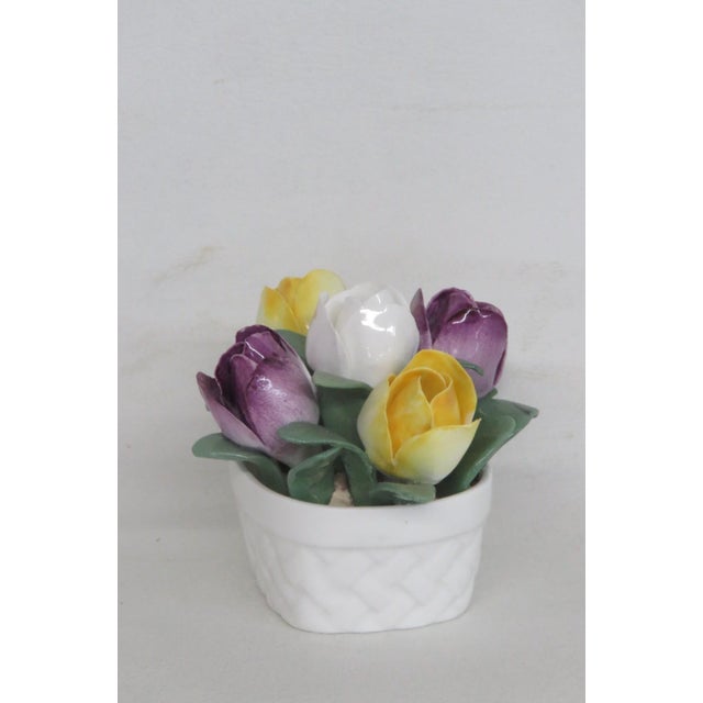 Crown Staffordshire Fine Bone China England Floral Basket January Tulips 4831b For Sale - Image 12 of 12