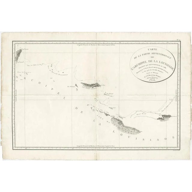 Antique map titled 'Carte de la Partie Septentrionale de l'Archipel de la Louisiade'. Uncommon map showing the area around...