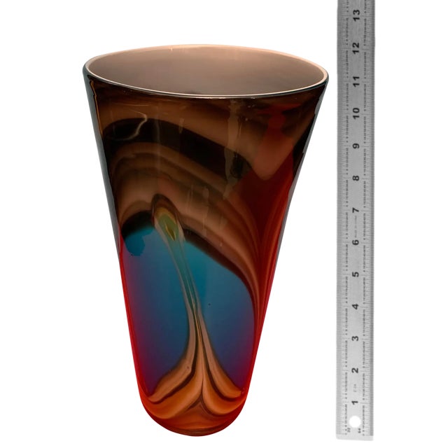 Art Glass Vase Earthy Multicolor Swirled Vase For Sale - Image 18 of 18