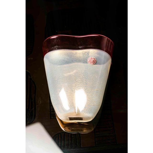 Murano Glass Vase in Gold and Pink by Pietro Toso, 1950s For Sale - Image 6 of 16