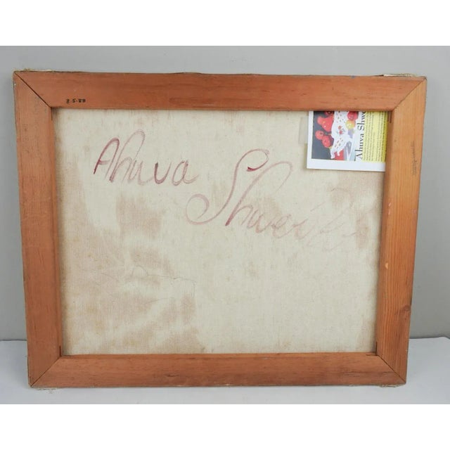 Vintage late 20th century oil on canvas fauvist style painting of seated figure by Ahuva Shweiki (20th century) Texas....