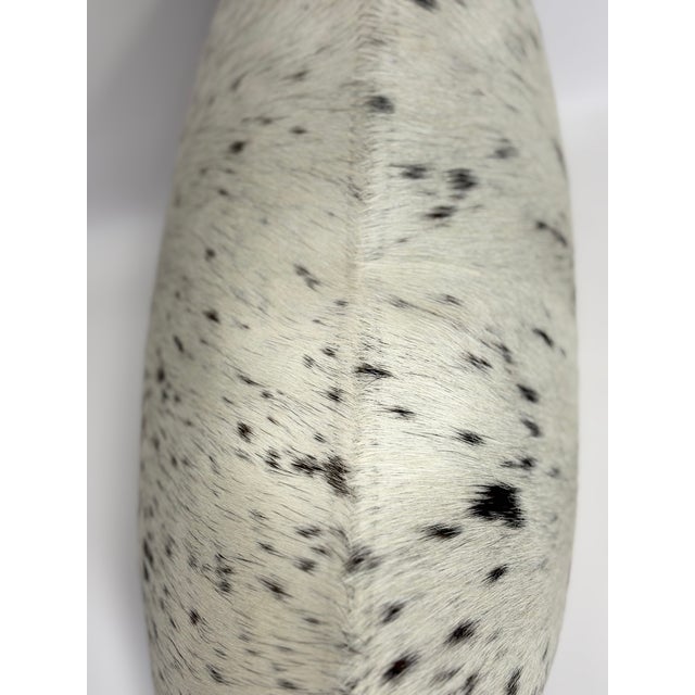 Ivory Premium Brazilian Watusi Cowhide Pillow Cover 16x16 – Champagne Ivory With Natural Speckling – Handcrafted by Pablo Sota Designs For Sale - Image 8 of 11
