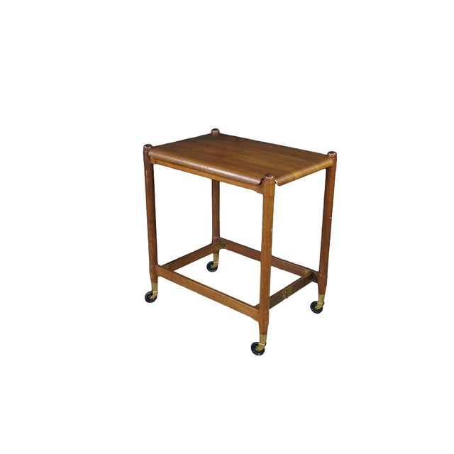 This mid-century modern rolling cart frame features an ingenious accordion-style folding mechanism that allows the entire...