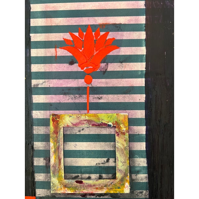 2020s Stripes and Flowers Series No.2., Original Mixed Media Painting For Sale - Image 5 of 6