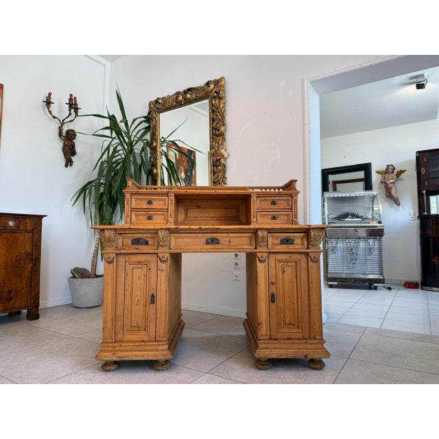 Wood Gründerzeit Secretary in Softwood For Sale - Image 7 of 18