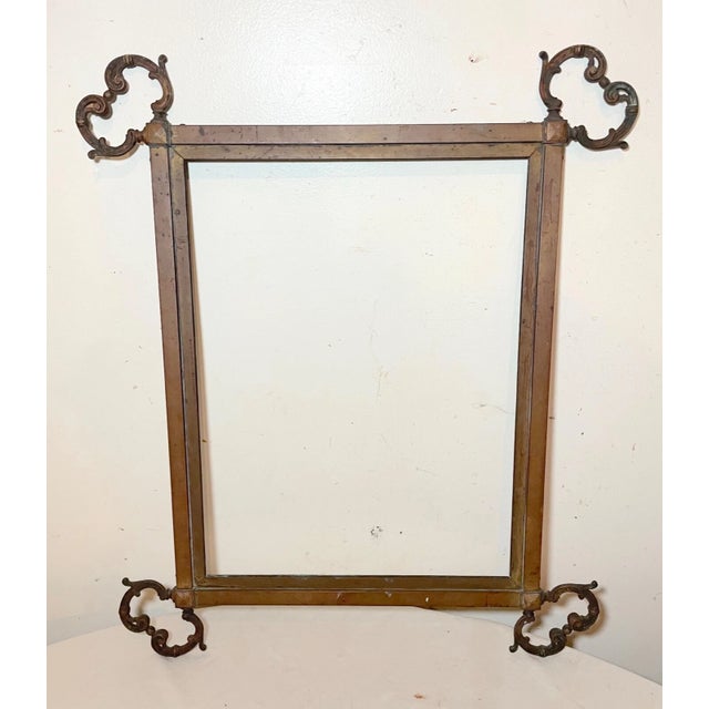 Victorian Antique Ornate 19th Century Victorian Bronze Rectangular Wall Mirror Frame For Sale - Image 3 of 11