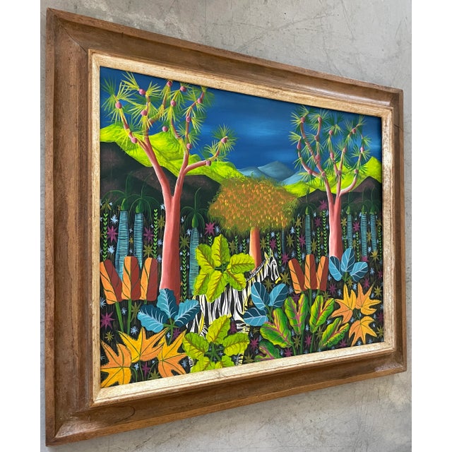 1980's Haitian Landscape Painting Signed J. Guercin | Chairish