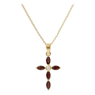 Beautiful Garnet Cross Pendant | January Birthstone Pendant | Unique Gifts for Her For Sale