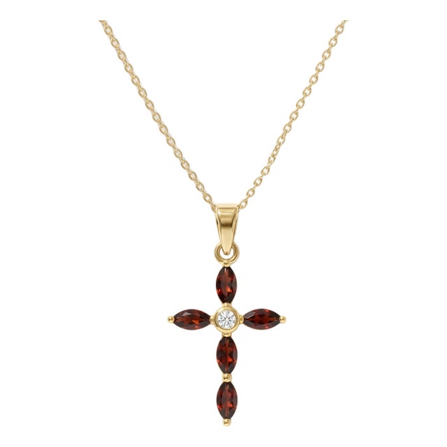 Beautiful Garnet Cross Pendant | January Birthstone Pendant | Unique Gifts for Her For Sale