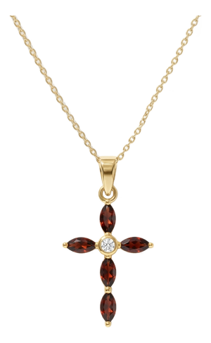 Beautiful Garnet Cross Pendant | January Birthstone Pendant | Unique Gifts for Her