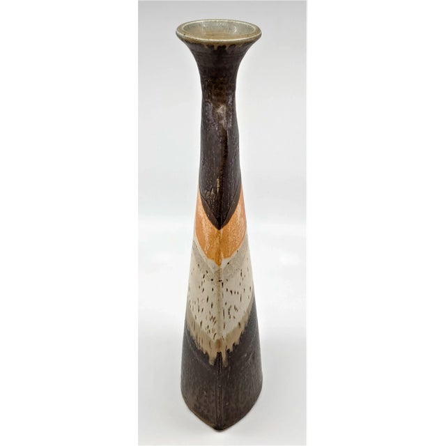 Mid 20th Century Vintage 1970s Organic Mid-Century Modern Studio Art Pottery Ceramic Vase, Signed For Sale - Image 5 of 13