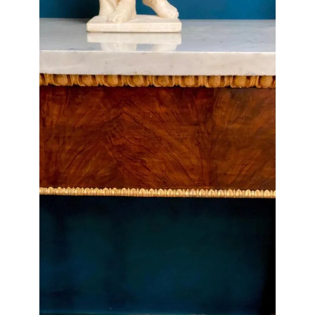 Wood Italian Empire Console Table with White Marble Top, 1815 For Sale - Image 7 of 11