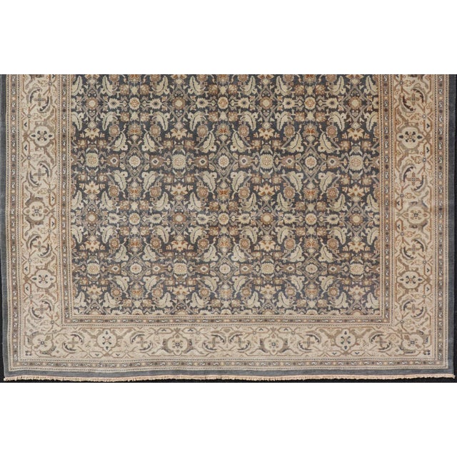 Modern Hand Knotted Fine Herati Design Rug in Steel Blue 9'7 X 11'7 For Sale - Image 3 of 12