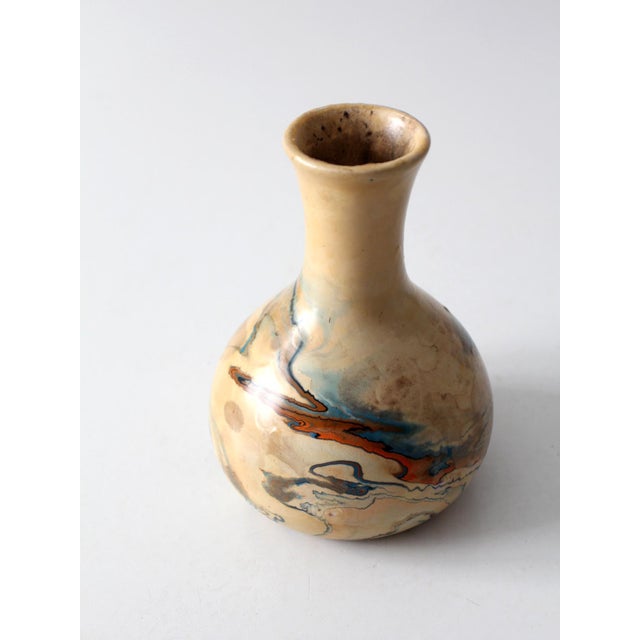 Cream Vintage Nemadji Pottery Marbled Vase For Sale - Image 8 of 12