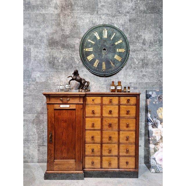 Antique Oak Apothecary Drawer Cabinet, 1890s For Sale - Image 10 of 18