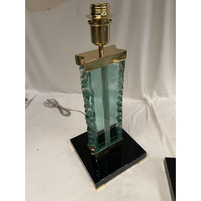 Glass Table Lamps attributed to Fontana Arte, 1980s, Set of 2 For Sale - Image 6 of 8