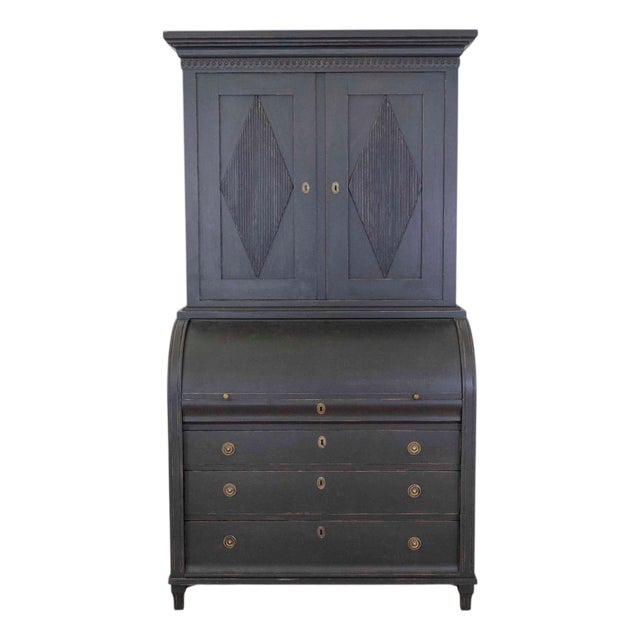 Mid 20th Century Swedish Gustavian Style Roll Top Secretary Cabinet For Sale