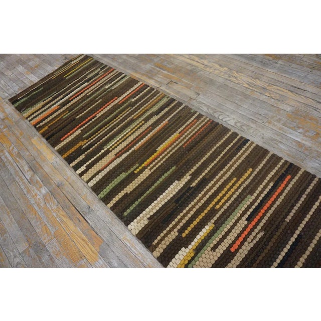 1930s Multicolor Stripe Folk Art Antique American Braided Rug 2'9'' X 13' Wool Carpet Runner For Sale - Image 9 of 15