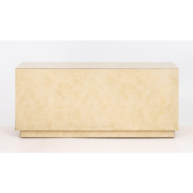 Paper Minimalist Beige Block Form Console Table For Sale - Image 7 of 7