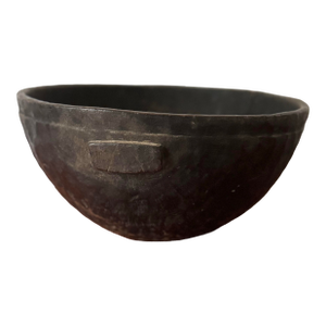 Antique Fulani (Peul) Milk Bowl, Hand-Carved West African Hardwood Vessel, Tribal Folk Art