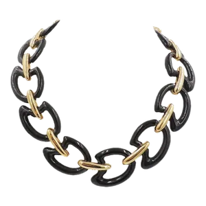 Vintage 1980s Signed Monet Black Lucite Painter's Palette Link Necklace